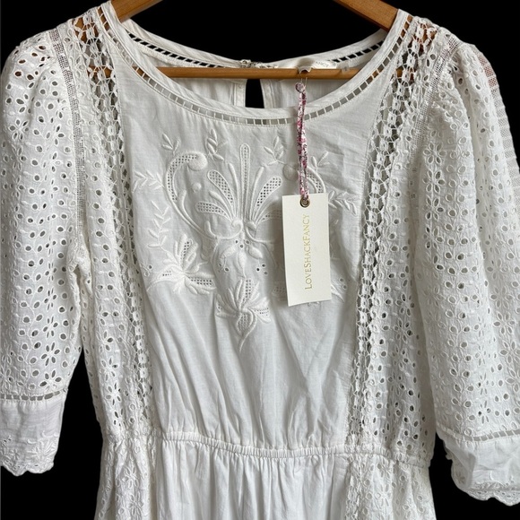 LoveShackFancy Novalie Floral Eyelet Lace Mini Dress Size Medium NEW - Picture 11 of 12